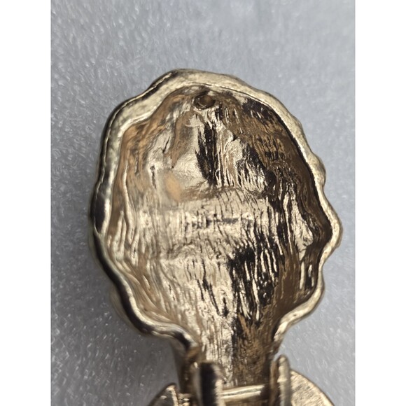 Rare Vtg Gold Tone Two Tiger Heads Green Belt Buckle With Green Bedazzled Eyes main image 11